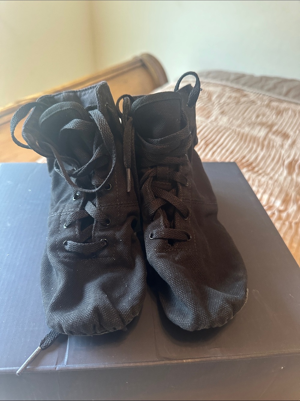 Kids Black High-Top Canvas Dance Shoes